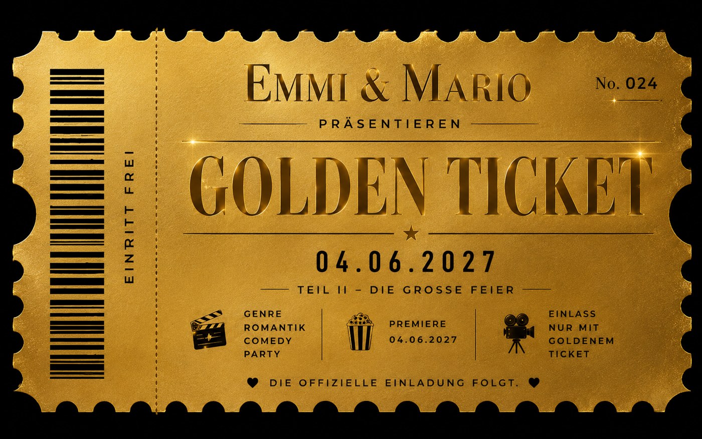 Golden Ticket – Emmi & Mario, Premiere 04.06.2027, Teil II die große Feier